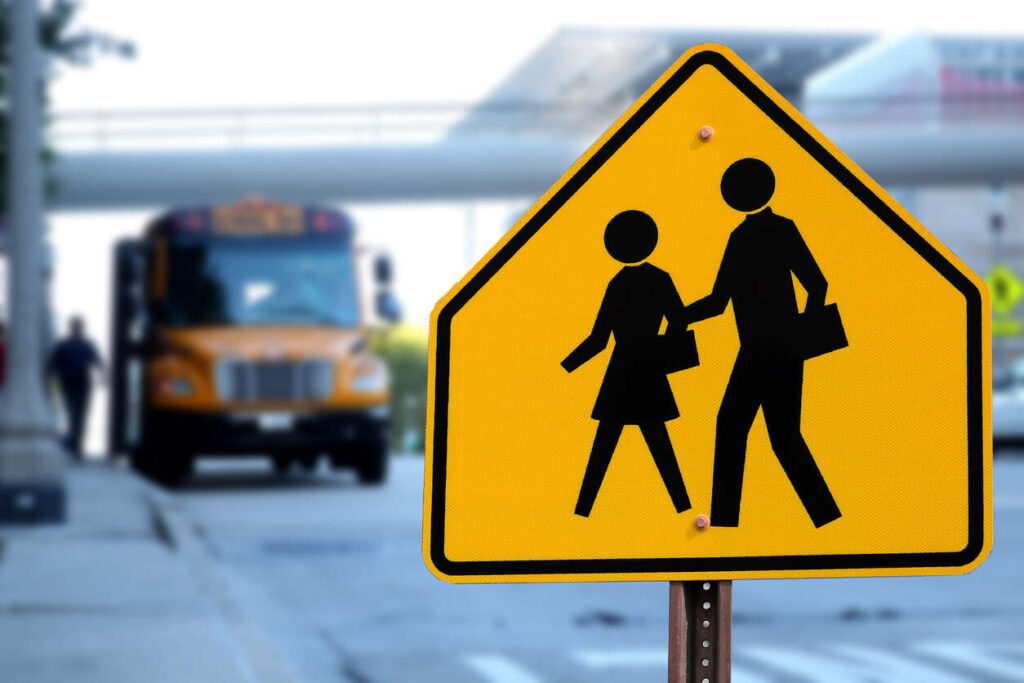 School Bus and walk slow board