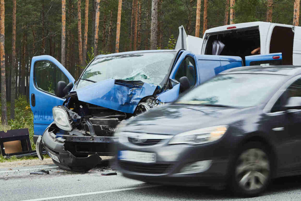 multiple cars collision on the road